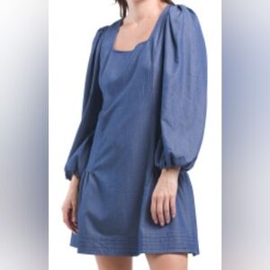 Stellah Dress Blue Denim Jean Mini-Dress S Boho Cottagecore